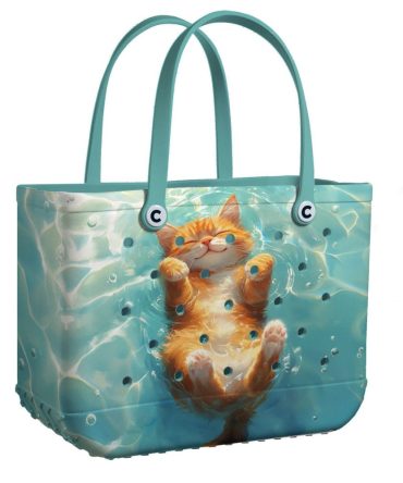 Bucket Tote Bag, Limited Edition Bogg Bag, Beach Bag Aquatic Kitty