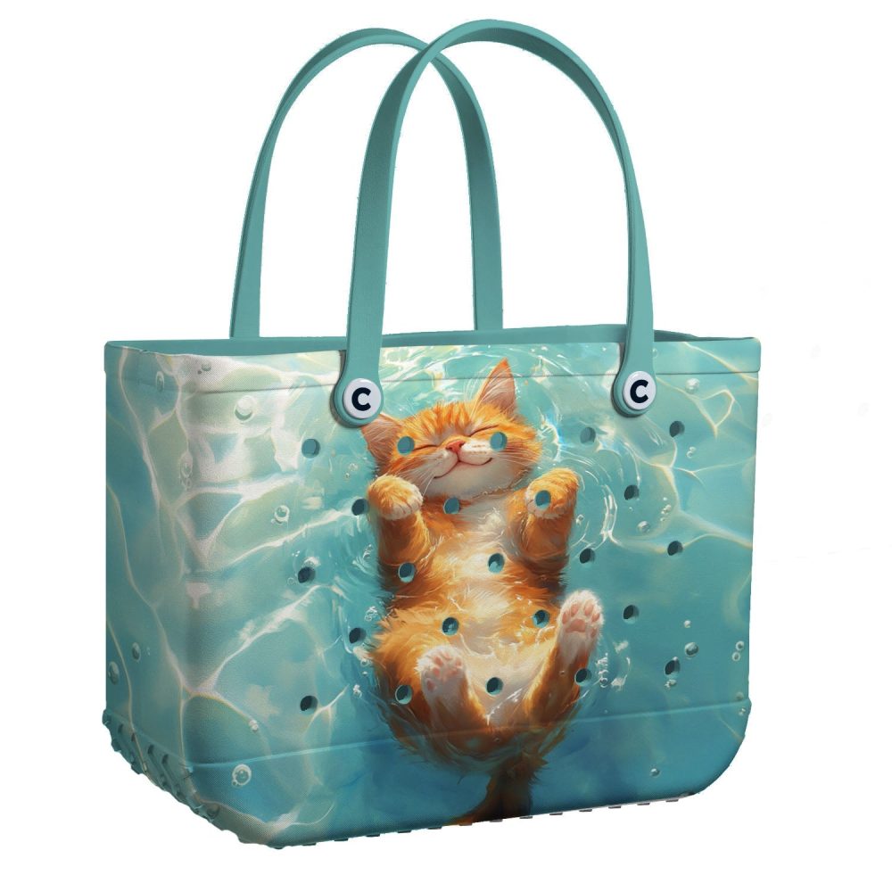 Bucket Tote Bag, Limited Edition Bogg Bag, Beach Bag Aquatic Kitty