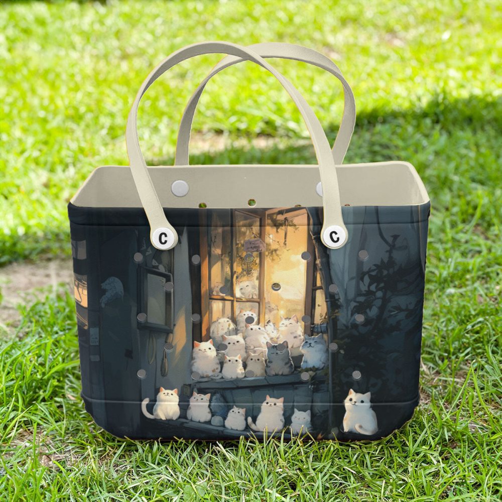 Bucket Tote Bag, Limited Edition Bogg Bag, Beach Bag Kitty Window - Image 2