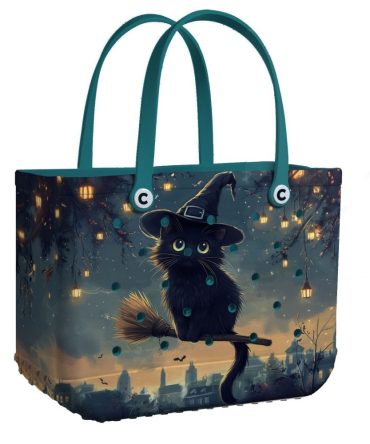 Bucket Tote Bag, Limited Edition Bogg Bag, Beach Bag Moonlit Cat Magic