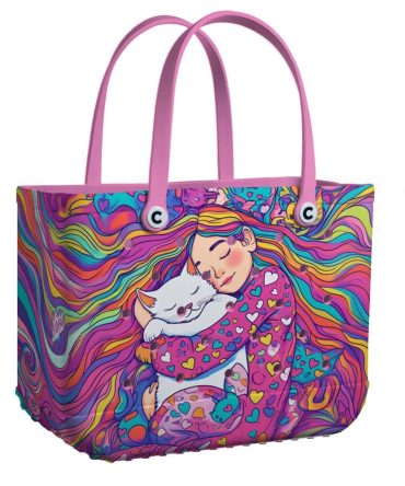 Bucket Tote Bag, Limited Edition Bogg Bag, Beach Bag Kitty Cuddle