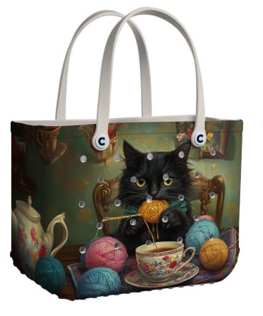 Bucket Tote Bag, Limited Edition Bogg Bag, Beach Bag Cozy Kitty Crochet
