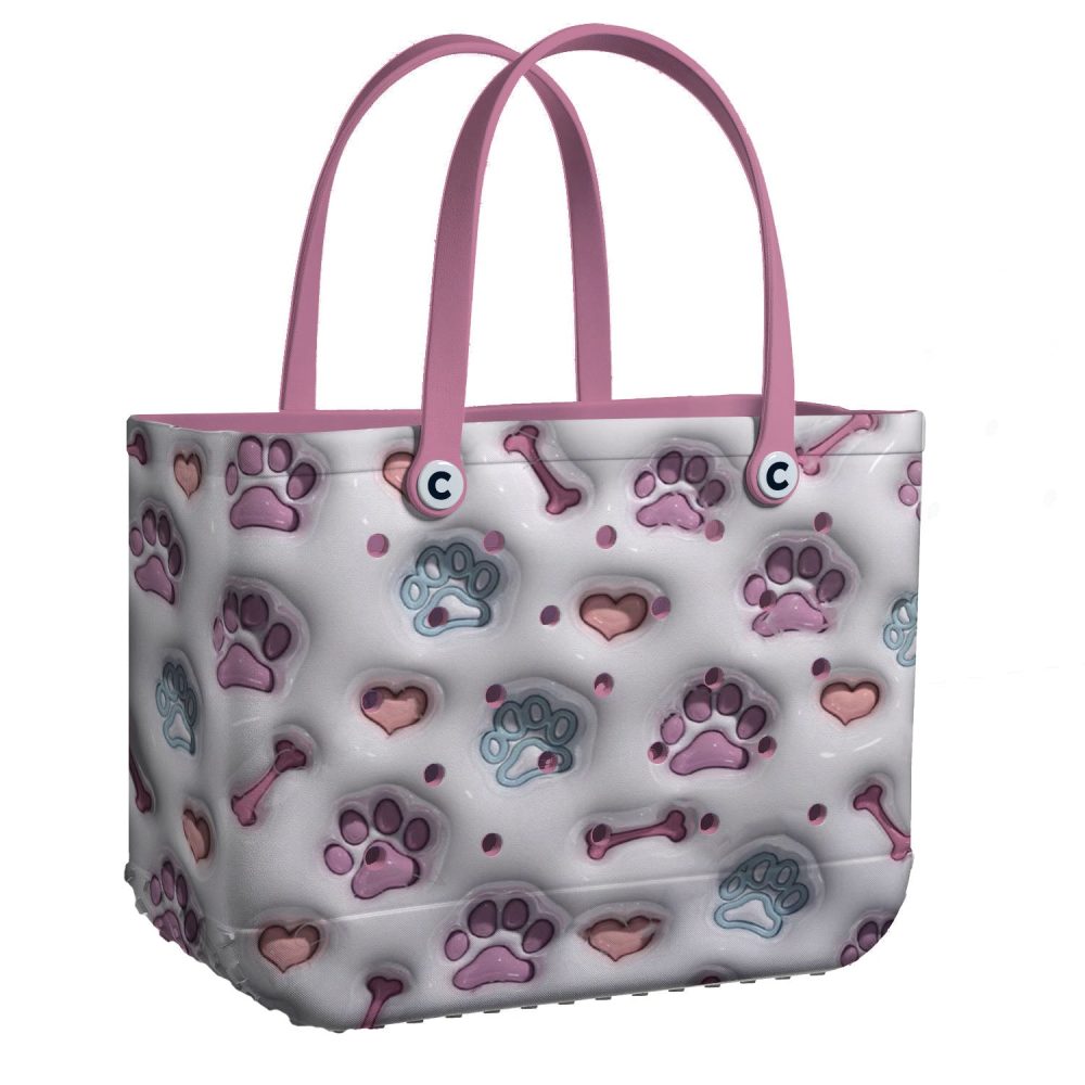 Stylish Pink Paw Print Tote Bag - Perfect For Pet Lovers & Everyday Use!