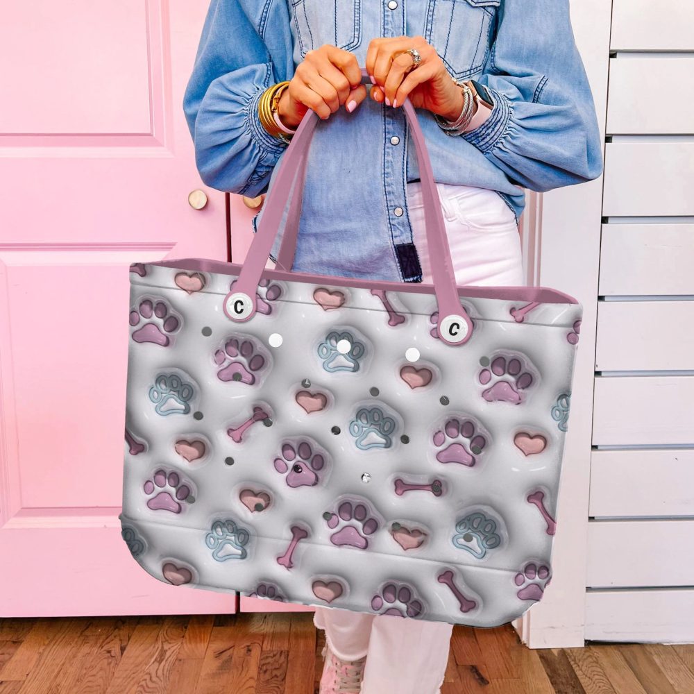 Stylish Pink Paw Print Tote Bag - Perfect For Pet Lovers & Everyday Use! - Image 5