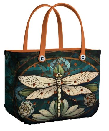 Elegant Dragonfly Tote Bag – Vibrant Stained Glass Design, Durable & Stylish For Everyday Use