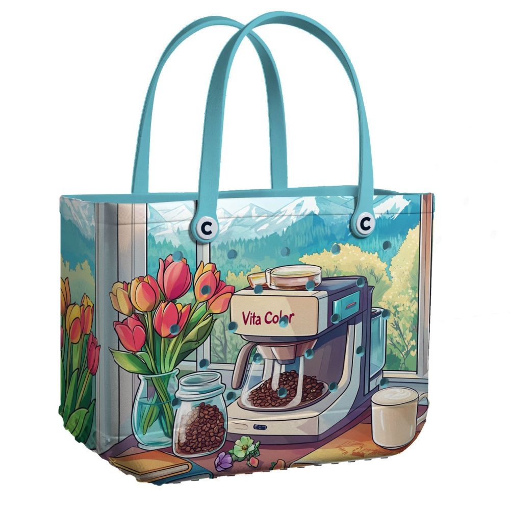 Bucket Tote Bag, Limited Edition Bogg Bag, Beach Bag Morning Brew Bliss