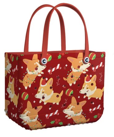 Bucket Tote Bag, Limited Edition Bogg Bag, Beach Bag Merry Corgi