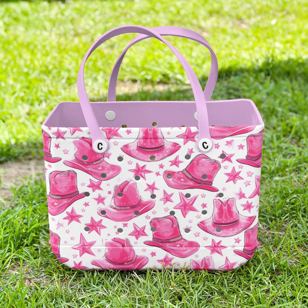 Bucket Tote Bag, Limited Edition Bogg Bag, Beach Bag Pink Cowgirl - Image 2