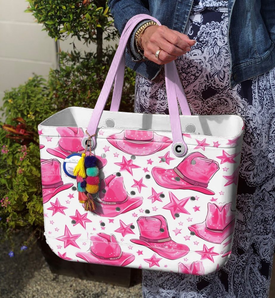 Bucket Tote Bag, Limited Edition Bogg Bag, Beach Bag Pink Cowgirl - Image 4