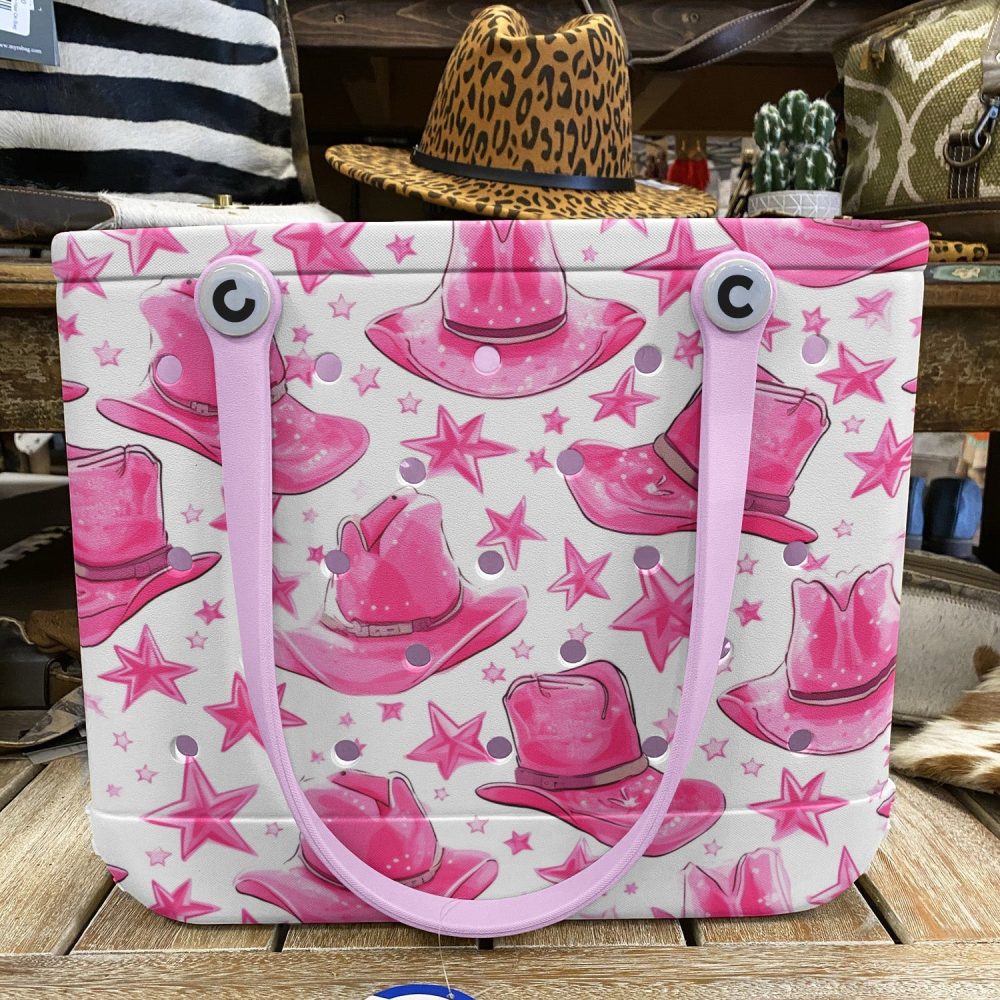 Bucket Tote Bag, Limited Edition Bogg Bag, Beach Bag Pink Cowgirl - Image 6