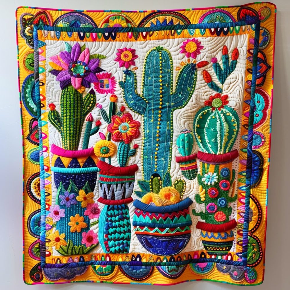 Saguaro Splendor Cactus Quilted Blanket