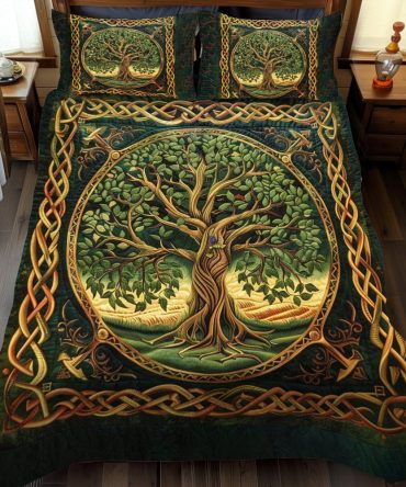 Majestic Tree Of Life Celtic 3-Piece Quilted Bedding Set