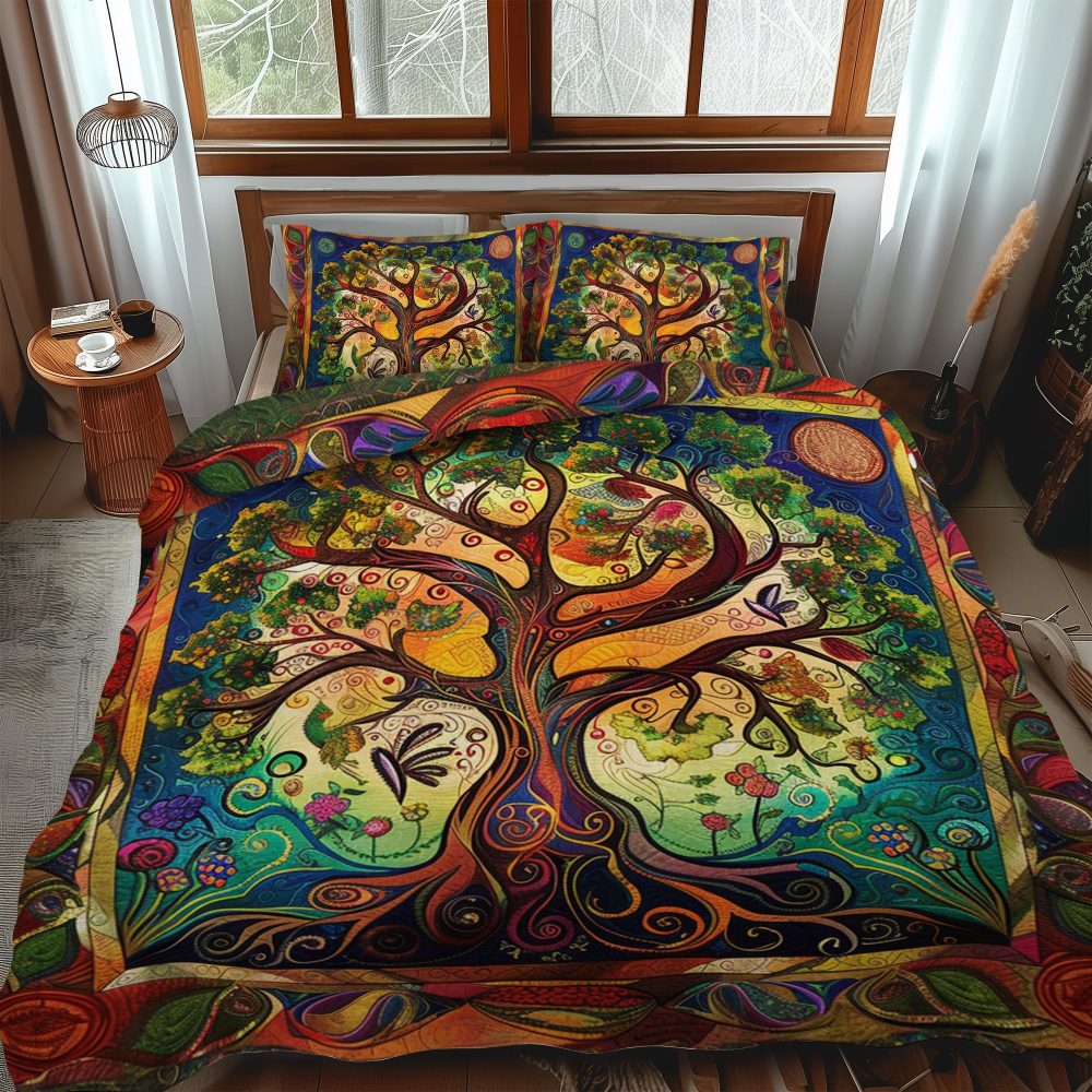 Artisan Celtic Tree Of Life 3-Piece Quilted Bedding Set