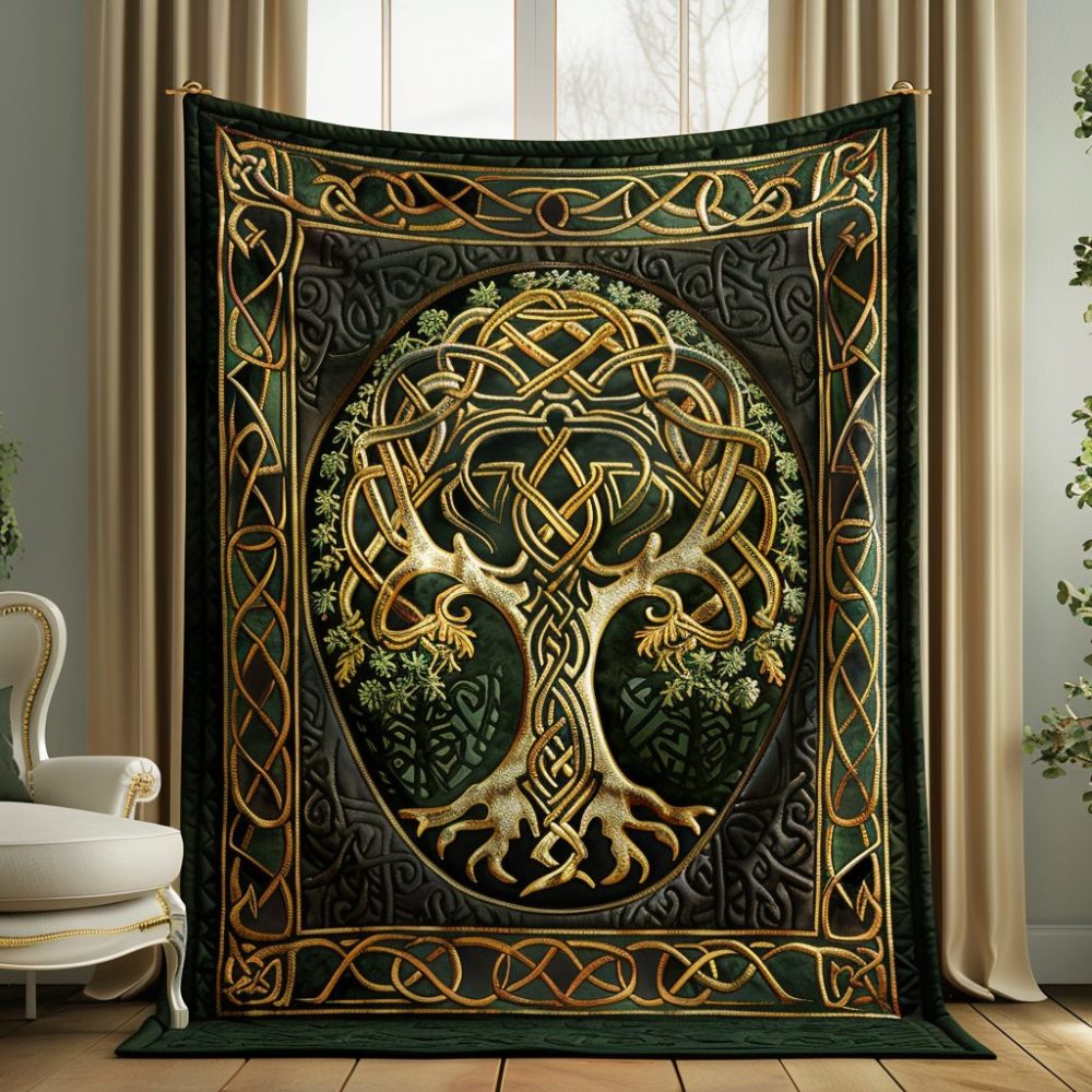 Artisan Celtic Tree Of Life Quilted Blanket