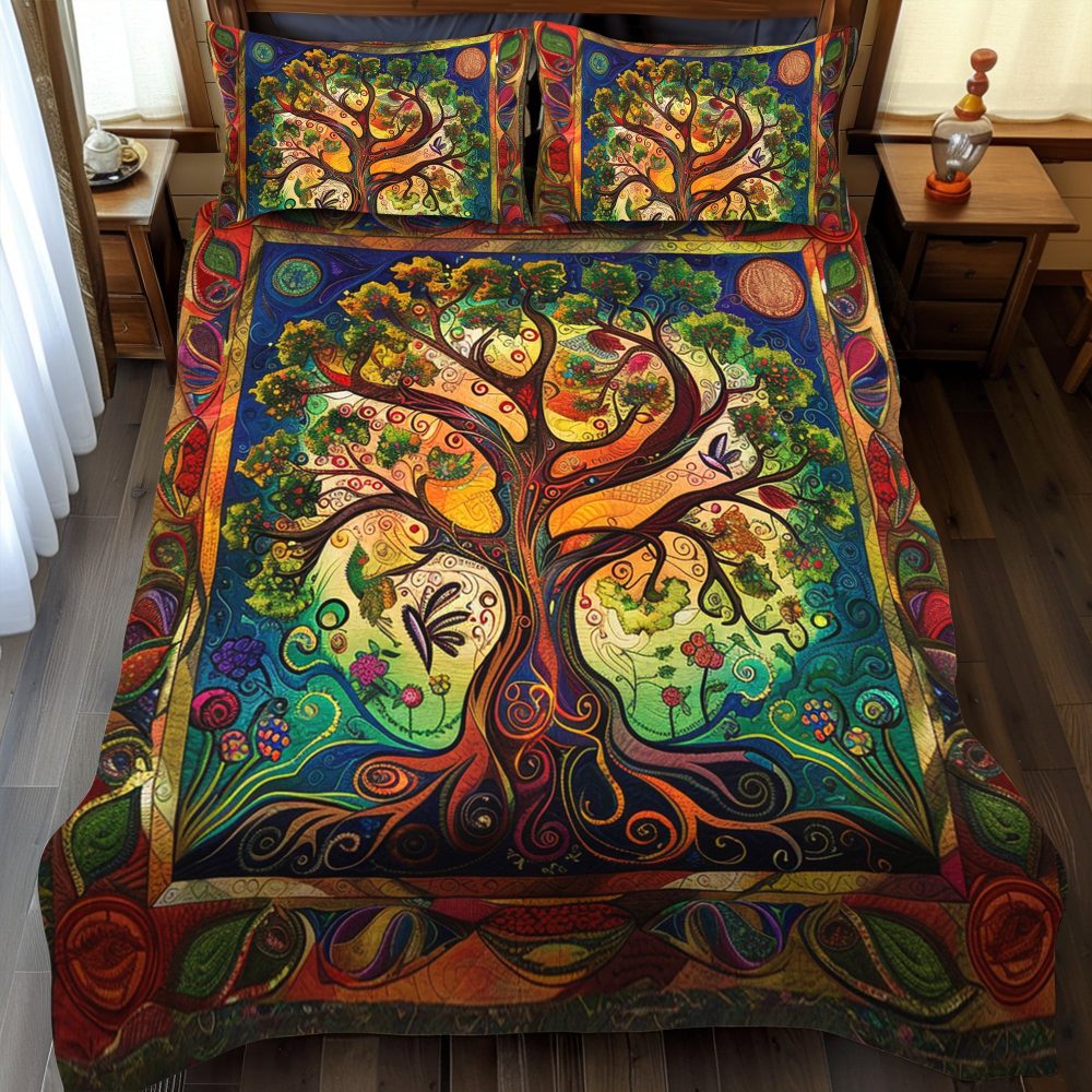 Artisan Celtic Tree Of Life 3-Piece Quilted Bedding Set - Image 2