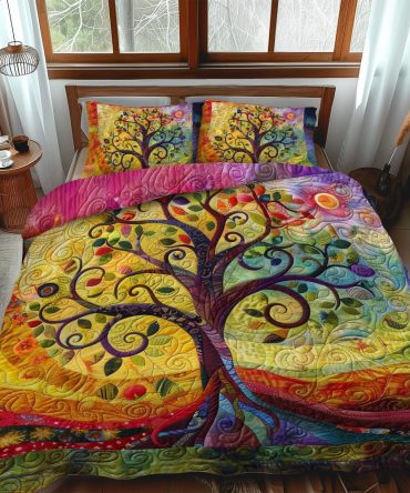 Colorburst Tree Of Life 3-Piece Quilted Bedding Set