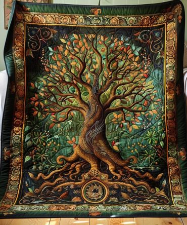 Artisan Celtic Knot Tree Of Life Quilted Blanket