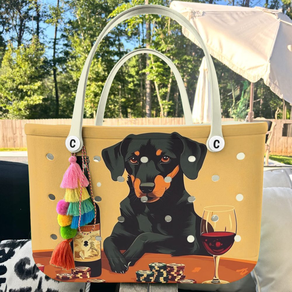 Bucket Tote Bag, Limited Edition Bogg Bag, Beach Bag Casino Canine - Image 5