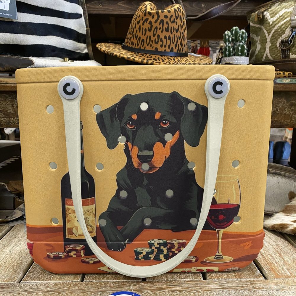 Bucket Tote Bag, Limited Edition Bogg Bag, Beach Bag Casino Canine - Image 4