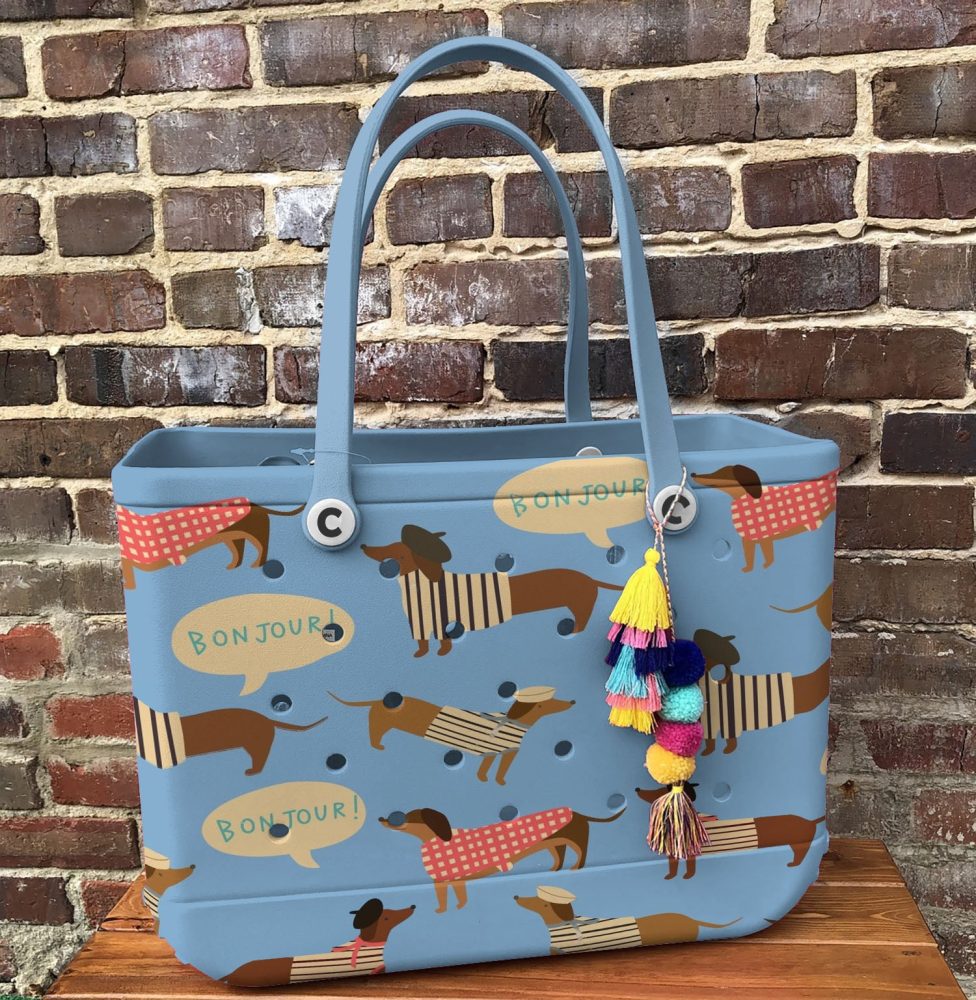 Bucket Tote Bag, Limited Edition Bogg Bag, Beach Bag Bonjour Dachshunds - Image 4