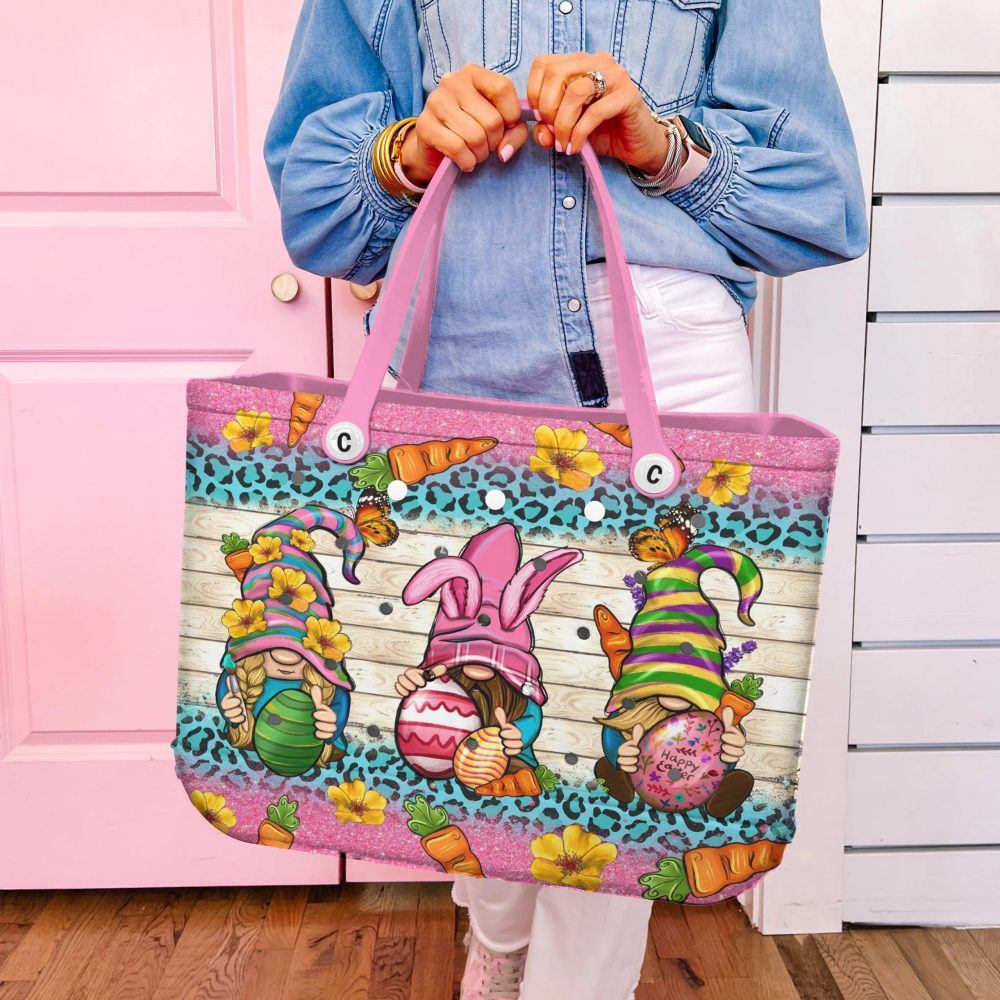 Bucket Tote Bag, Limited Edition Bogg Bag, Beach Bag Easter Gnomes - Image 2