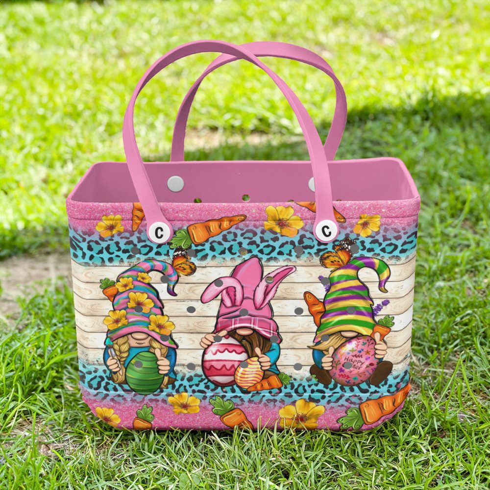 Bucket Tote Bag, Limited Edition Bogg Bag, Beach Bag Easter Gnomes - Image 3