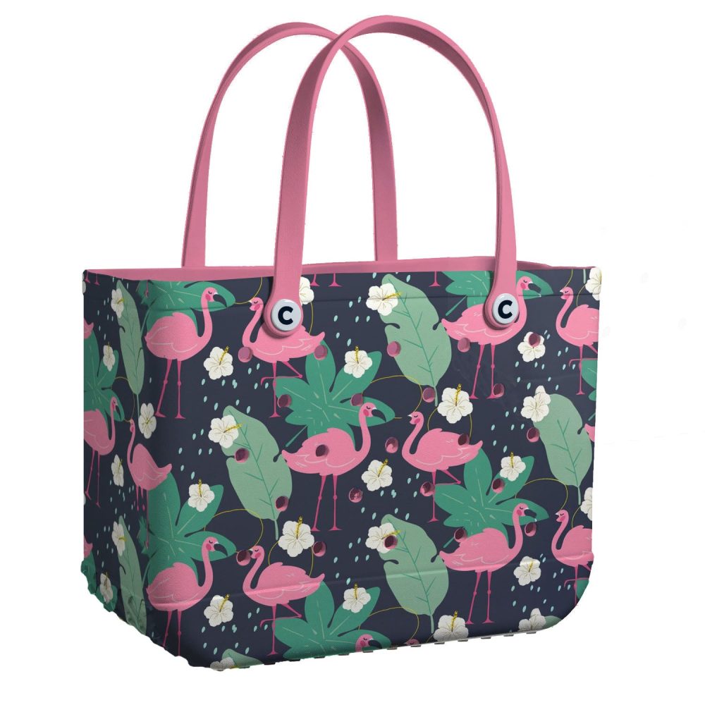 Bucket Tote Bag, Limited Edition Bogg Bag, Beach Bag Flamingo Fiesta