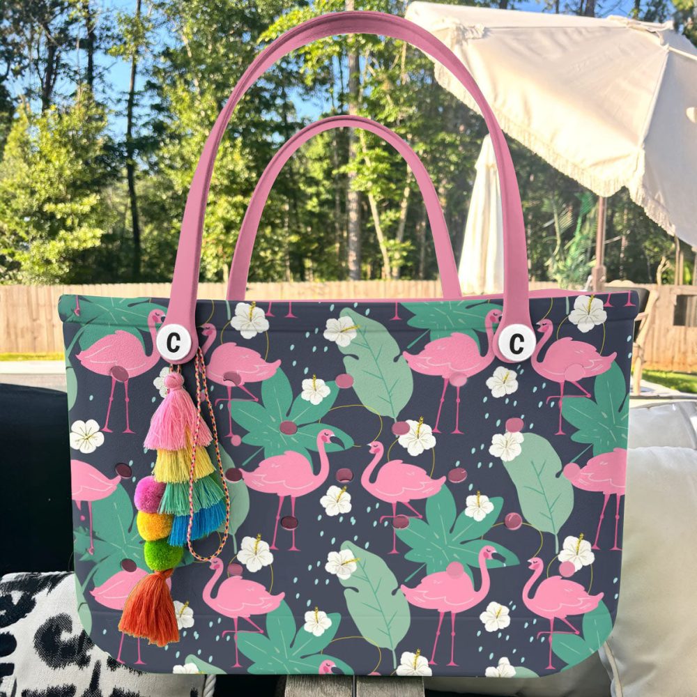 Bucket Tote Bag, Limited Edition Bogg Bag, Beach Bag Flamingo Fiesta - Image 5