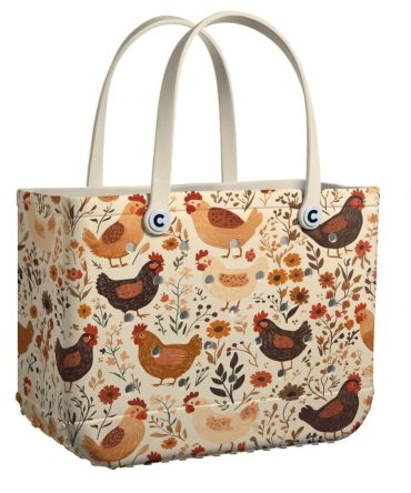 Bucket Tote Bag, Limited Edition Bogg Bag, Beach Bag Rooster Rhapsody