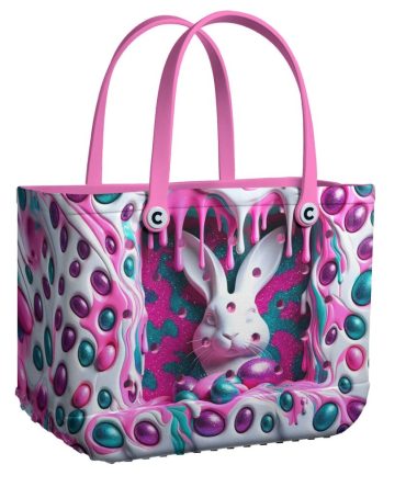 Bucket Tote Bag, Limited Edition Bogg Bag, Beach Bag Easter Bunny Drip