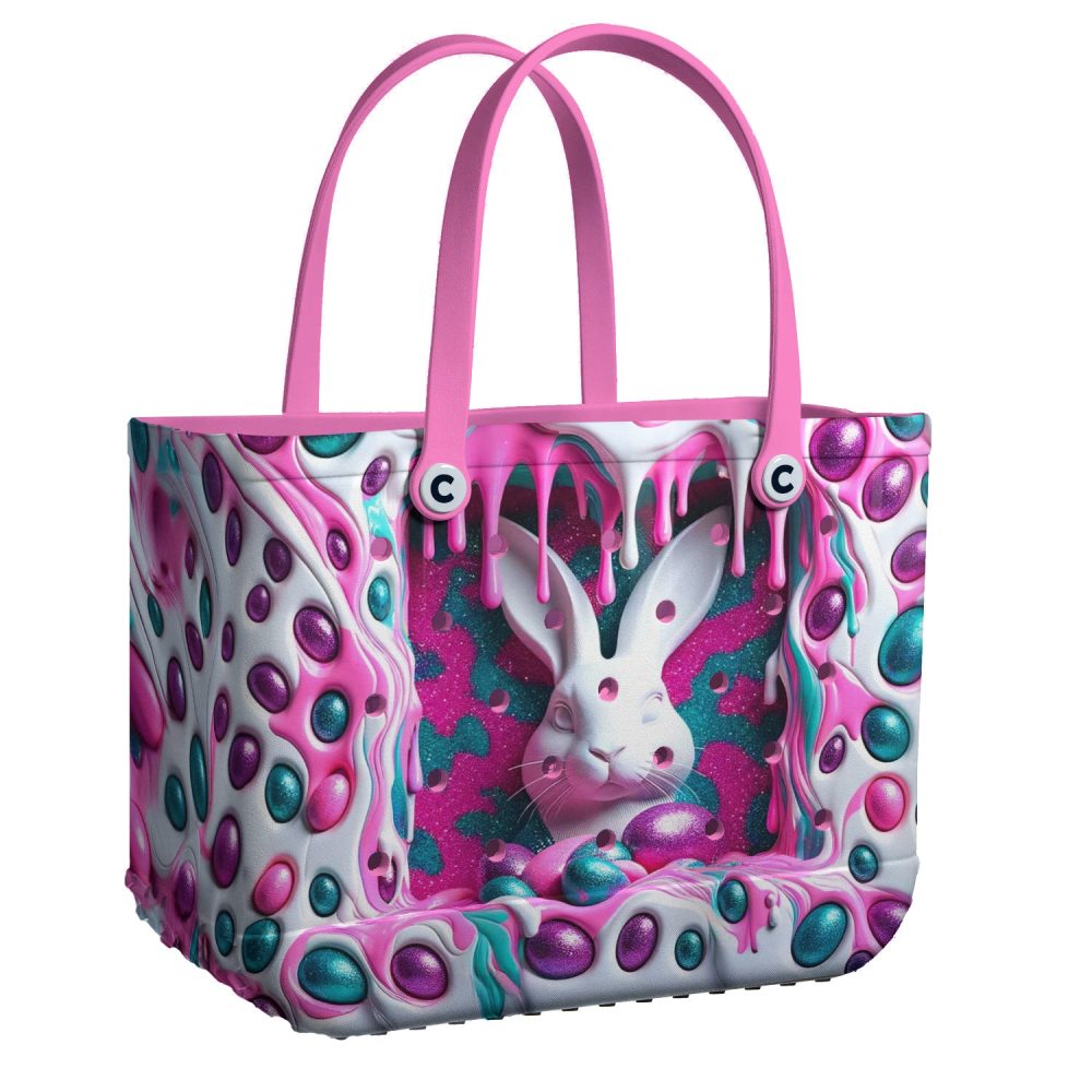 Bucket Tote Bag, Limited Edition Bogg Bag, Beach Bag Easter Bunny Drip