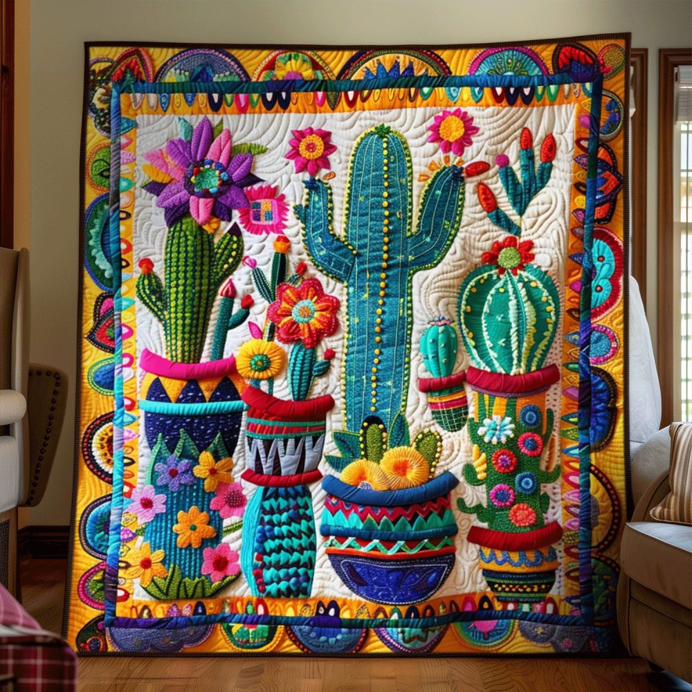 Saguaro Splendor Cactus Quilted Blanket - Image 3