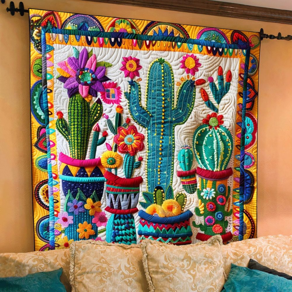 Saguaro Splendor Cactus Quilted Blanket - Image 2