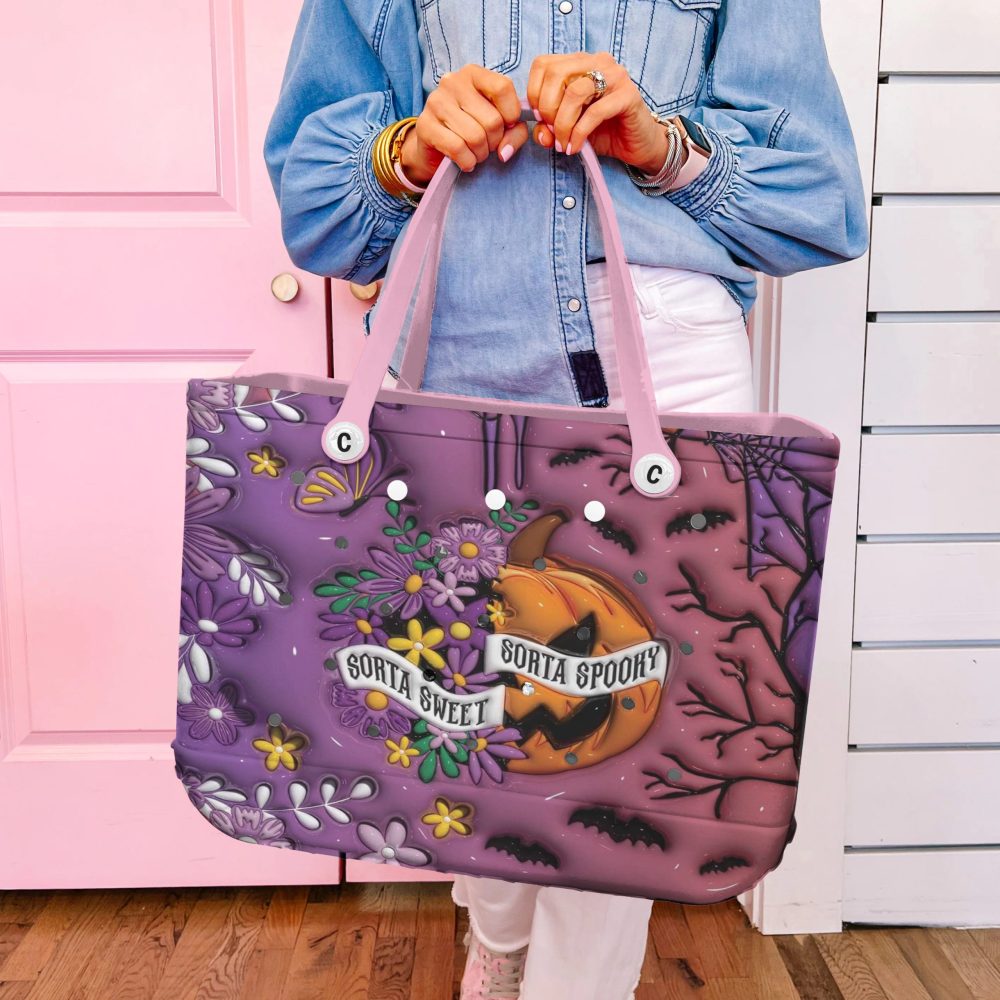 Sorta Spooky Floral Pumpkin Tote Bag - Perfect For Halloween & Fall Fashion! - Image 3