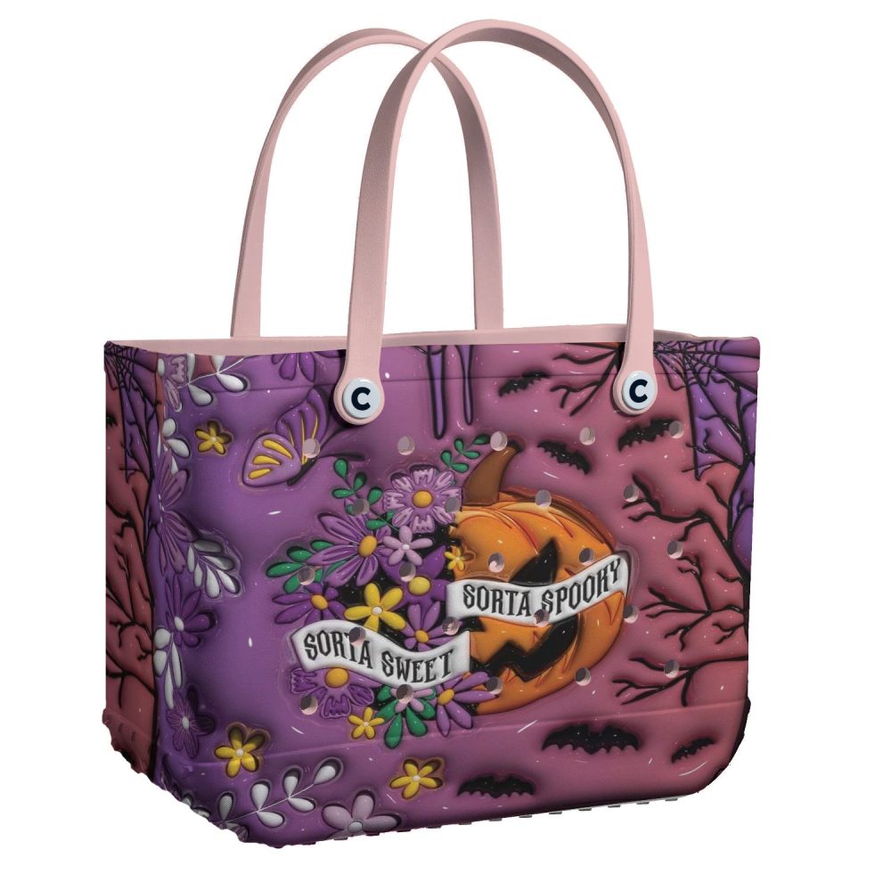 Sorta Spooky Floral Pumpkin Tote Bag - Perfect For Halloween & Fall Fashion!