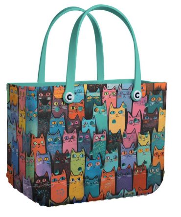 Bucket Tote Bag, Limited Edition Bogg Bag, Beach Bag Cats In Color