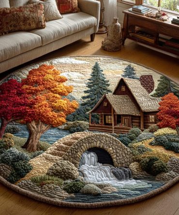 Woodland Rustic Shade Quilted Round Mat