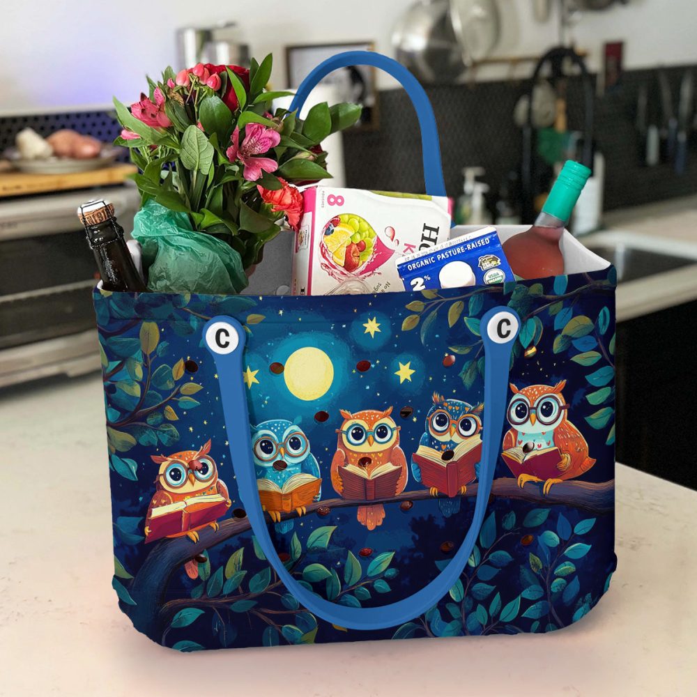 Bucket Tote Bag, Limited Edition Bogg Bag, Beach Bag Owl Readers - Image 2