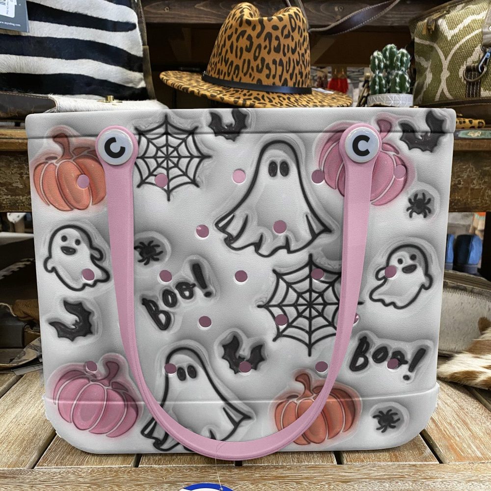 Spooky Halloween Tote Bag - Ghost & Pumpkin Design , Perfect For Trick-Or-Treating & Fall Outings - Image 4