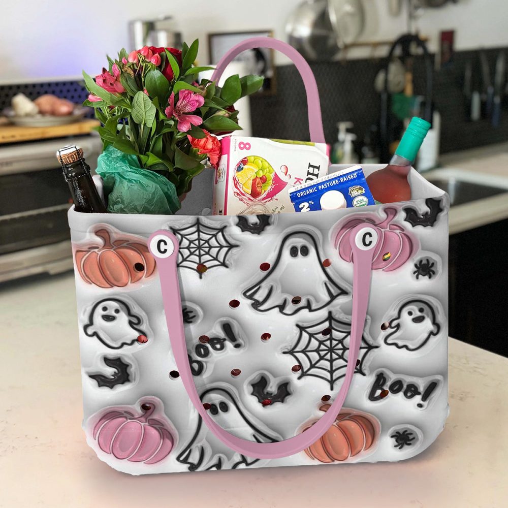 Spooky Halloween Tote Bag - Ghost & Pumpkin Design , Perfect For Trick-Or-Treating & Fall Outings - Image 3