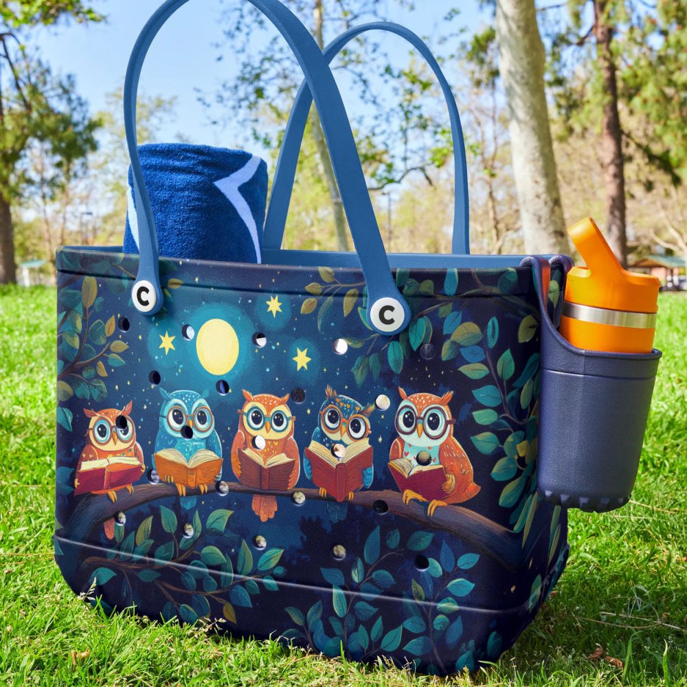 Bucket Tote Bag, Limited Edition Bogg Bag, Beach Bag Owl Readers - Image 4