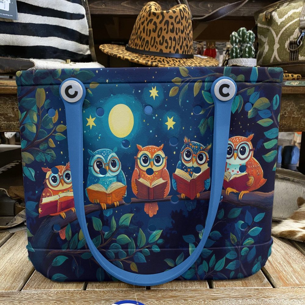 Bucket Tote Bag, Limited Edition Bogg Bag, Beach Bag Owl Readers - Image 5