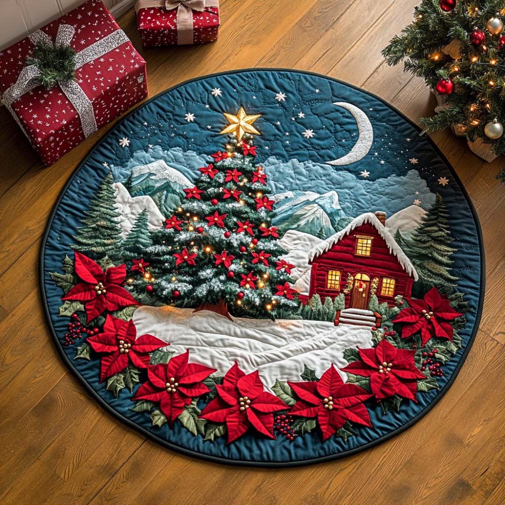 Midnight Mountain Haven Quilted Round Mat