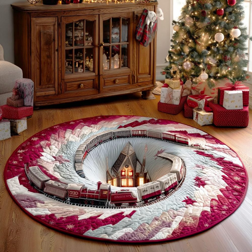Steam Holiday Ride Quilted Round Mat - Image 2
