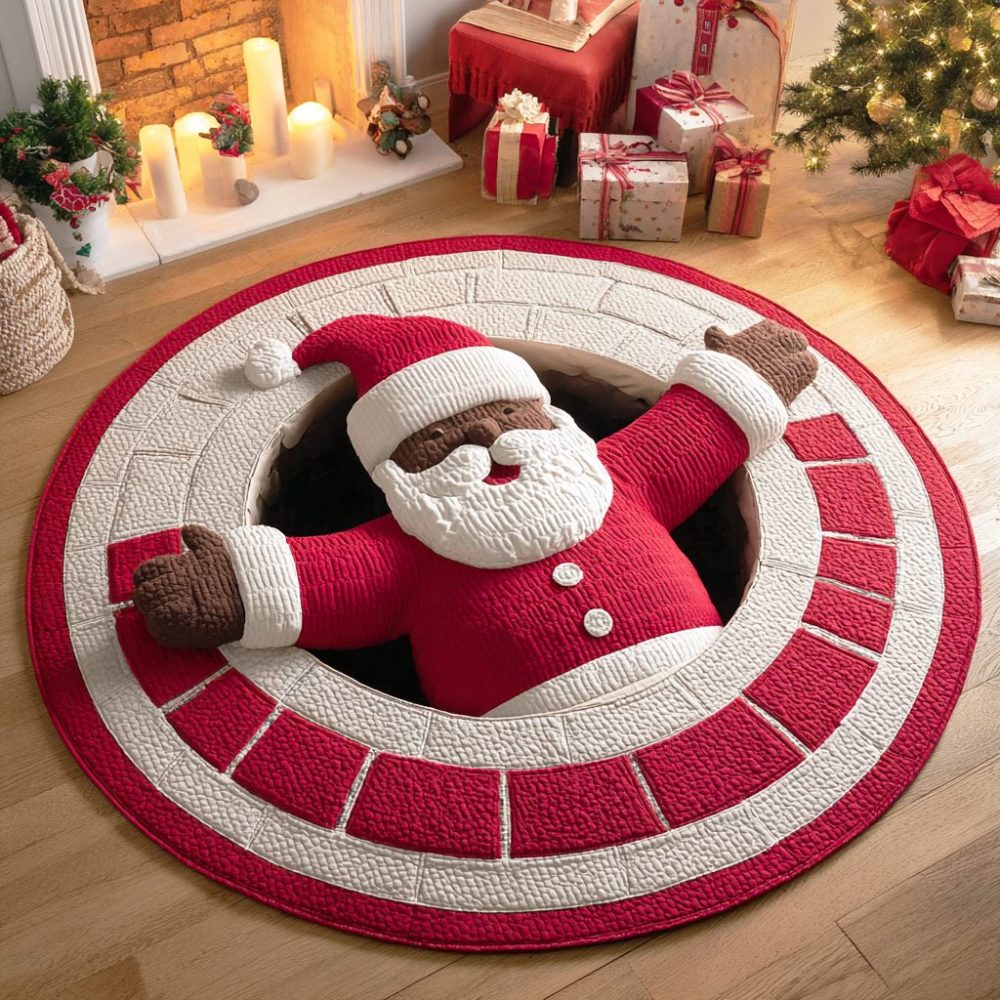 Ebony Santa Quilted Round Mat