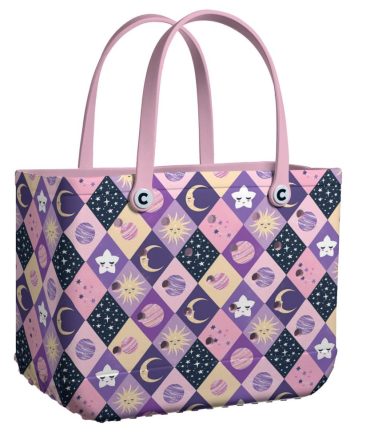 Cosmic Pattern Tote Bag - Pink & Purple, Stylish & Spacious For Everyday Use
