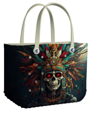 Vibrant Aztec Skull Tote Bag – Unique Art Design, Durable Canvas, Perfect For Everyday Use