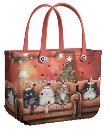 Festive Cat Tote Bag - Cute Christmas Cats Design, Durable & Stylish Carry-All