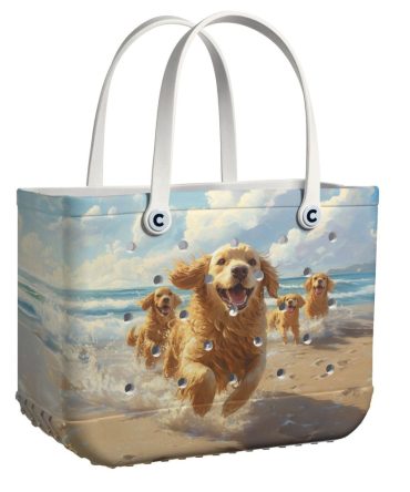 Bucket Tote Bag, Limited Edition Bogg Bag, Beach Bag Golden Waves