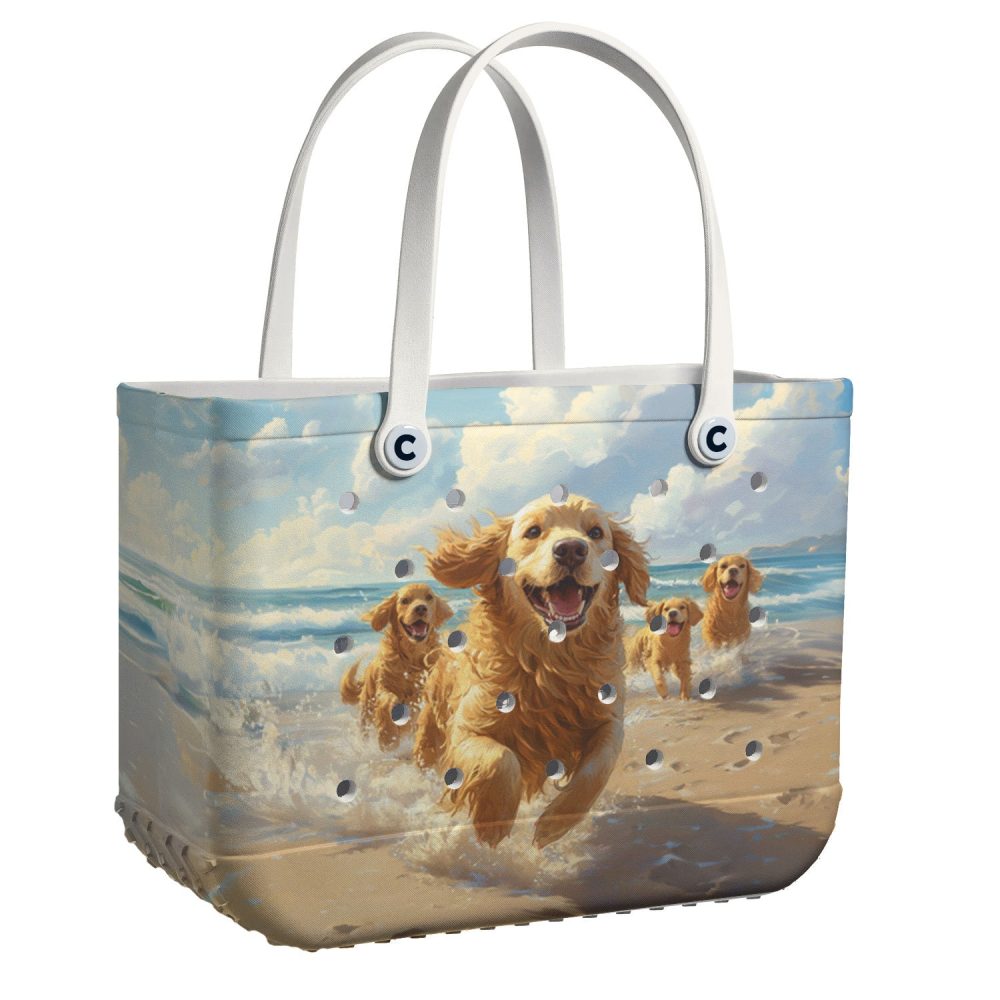 Bucket Tote Bag, Limited Edition Bogg Bag, Beach Bag Golden Waves